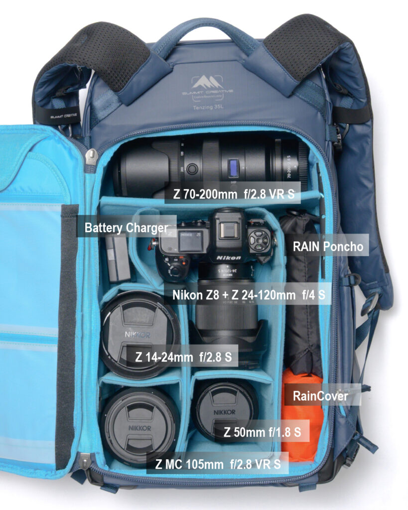機材収納例】テンジン 35L/40L/45L/50L 共通 Nikon Z システム