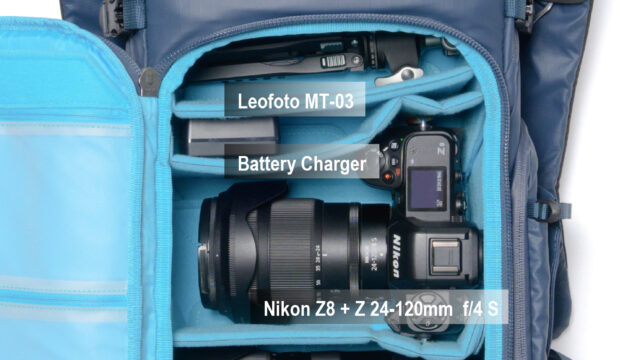 【機材収納例】テンジン 18L ＋ Nikon Z システム