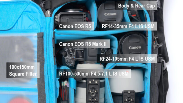 【機材収納例】テンジン 35L/40L/45L/50L 共通 Canon EOS R システム
