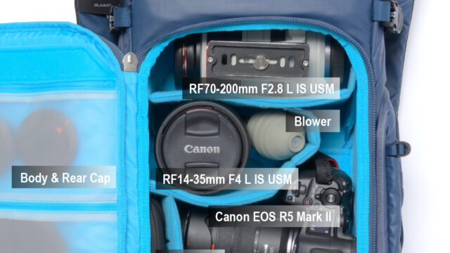 【機材収納例】テンジン 18L ＋ Canon EOS R システム
